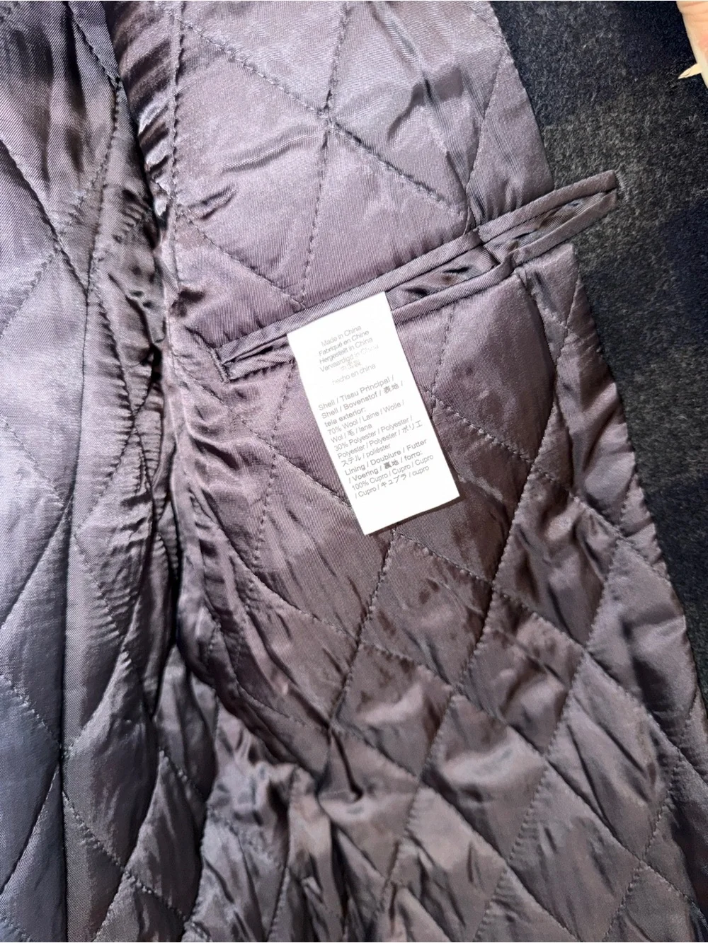 J. Crew Men's Navy and Gray Plaid Pea Coat